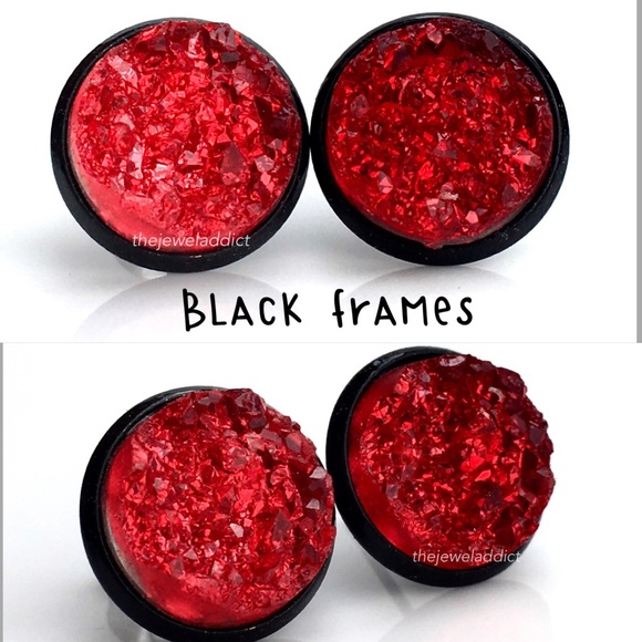 3 for 15🎀chunky red Druzy style studs - Picture 11 of 11